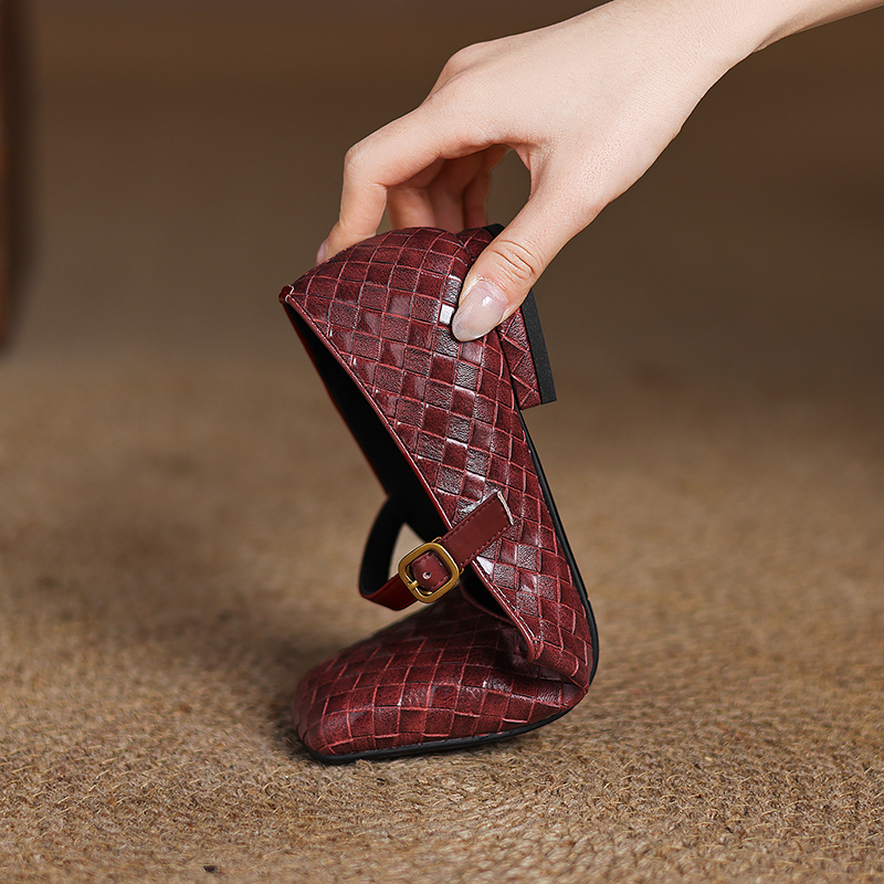 Woven Flat Bottom Mary Jane Wo - Casual Sandal Leather 评论和价格