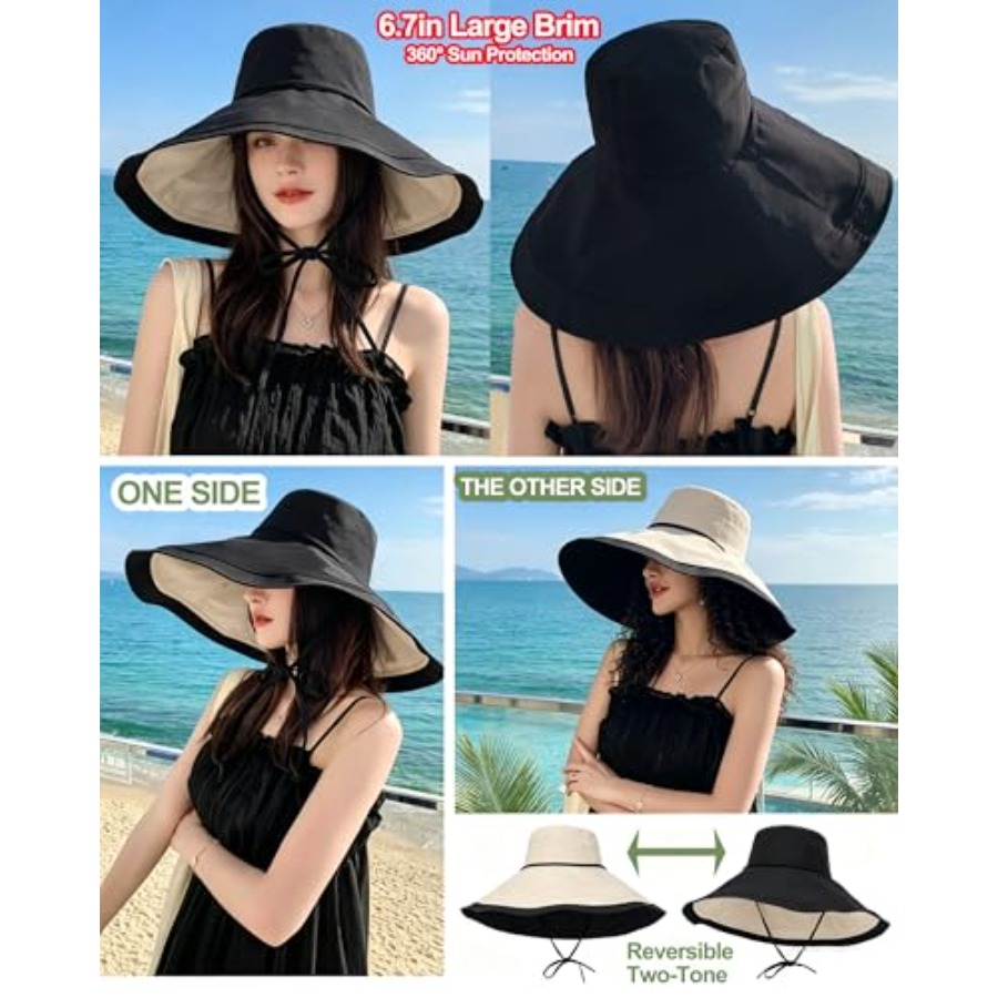 Extra Wide-Brim Sun Hats Women - Packable Hat Nylon 评论和价格