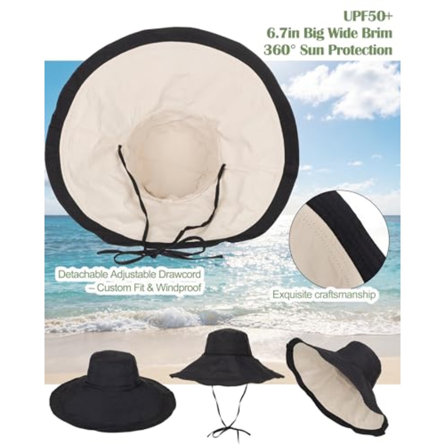 Extra Wide-Brim Sun Hats Women - Packable Hat Nylon 评论和价格