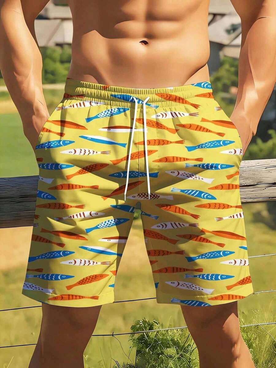 Colorful Fish Pattern Swim Tru - Swim Trunk Quick Dry 评论和价格