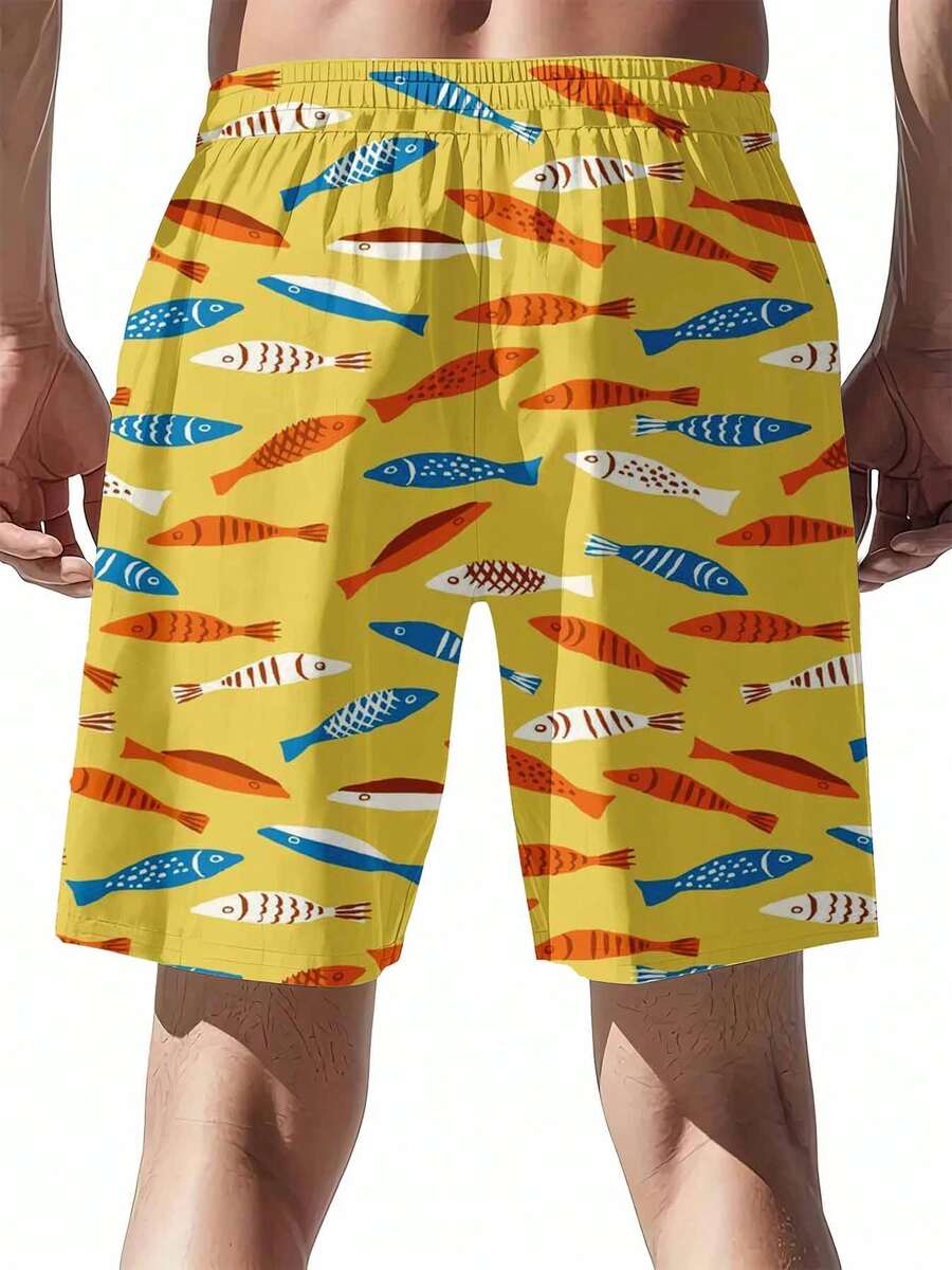 Colorful Fish Pattern Swim Tru - Swim Trunk Quick Dry 评论和价格