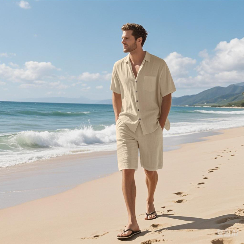 High-End Men's Summer Shorts S - Linen Shirt Breathable 评论和价格