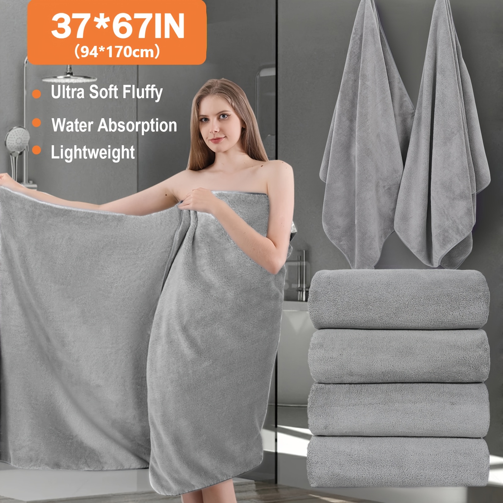 2/4pcs, Extra Large Bath Towel - Beach Towel Large 评论和价格