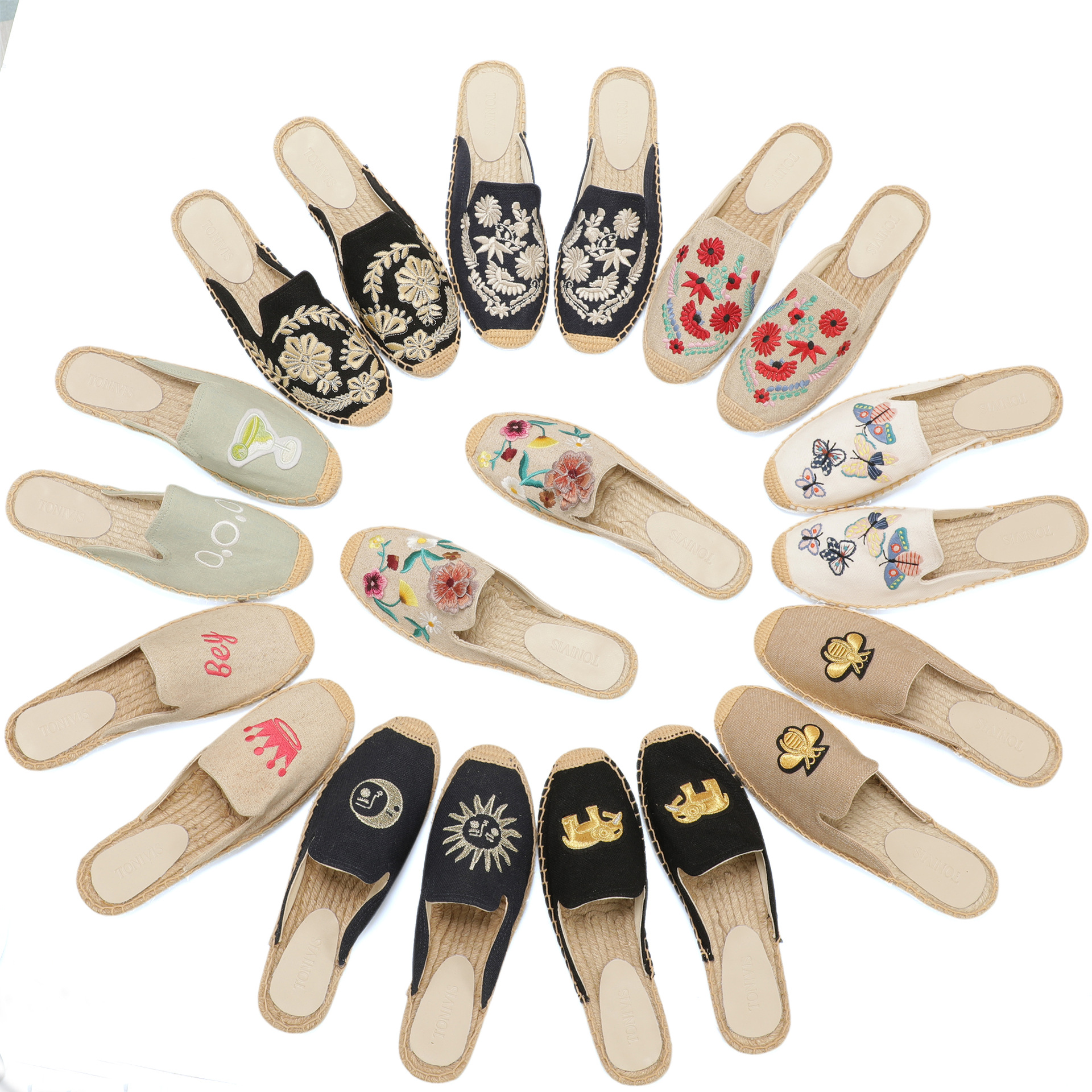 Women Floral Embroidered Espad - Espadrille Slip On 评论和价格