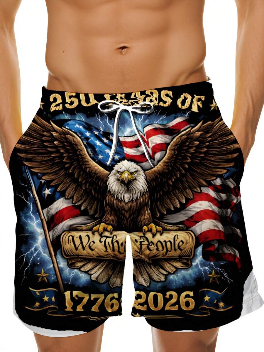 Patriotic Swim Trunks Men Beac - Swim Trunk Quick Dry 评论和价格