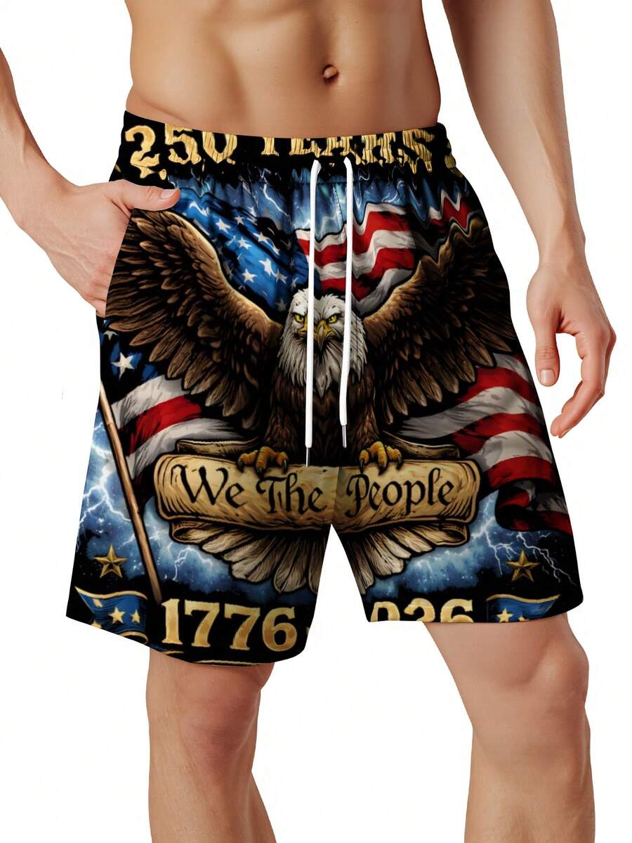 Patriotic Swim Trunks Men Beac - Swim Trunk Quick Dry 评论和价格