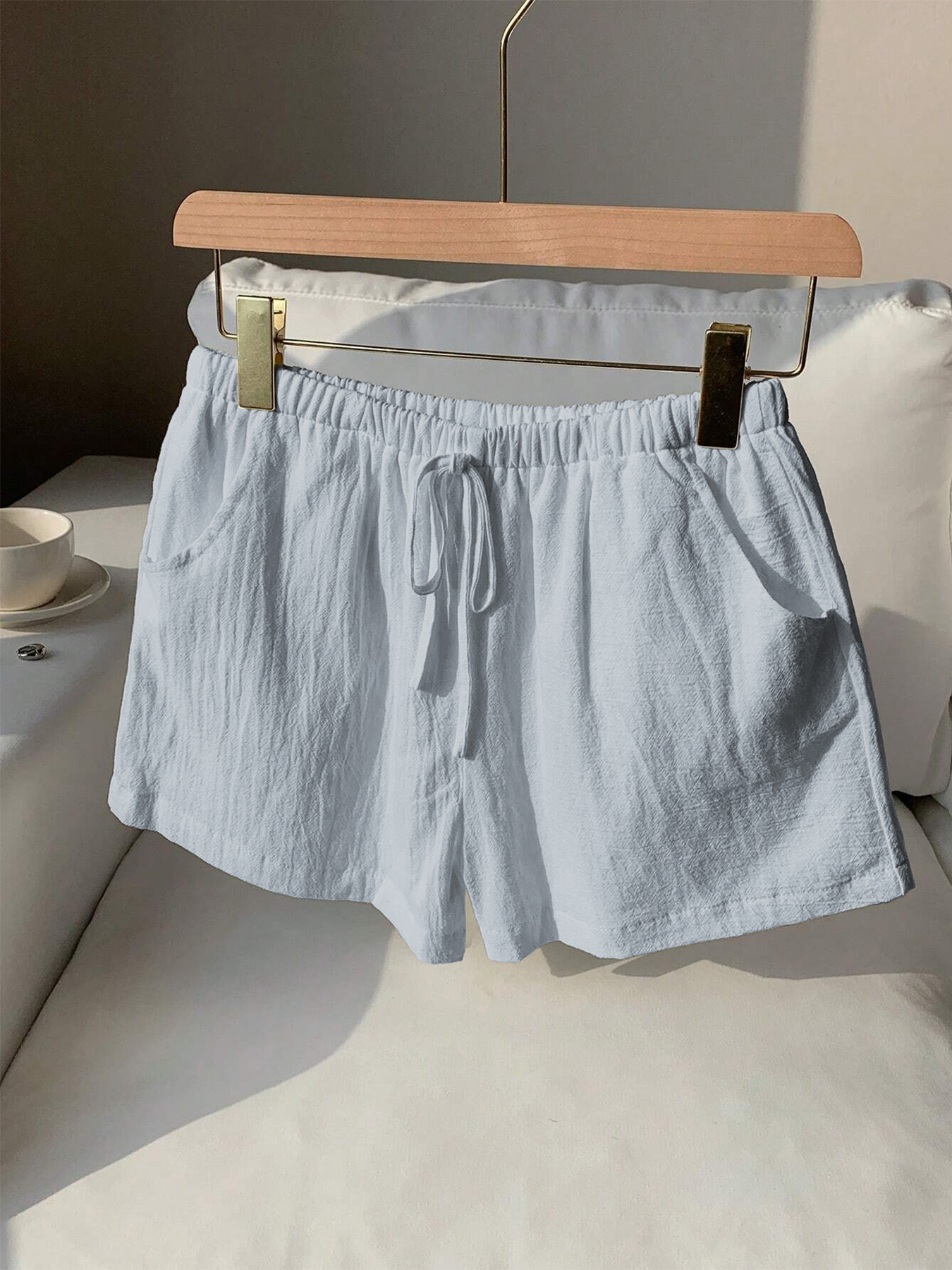 Ladies New Spring Summer Linen - Short Linen Drawstring 评论和价格