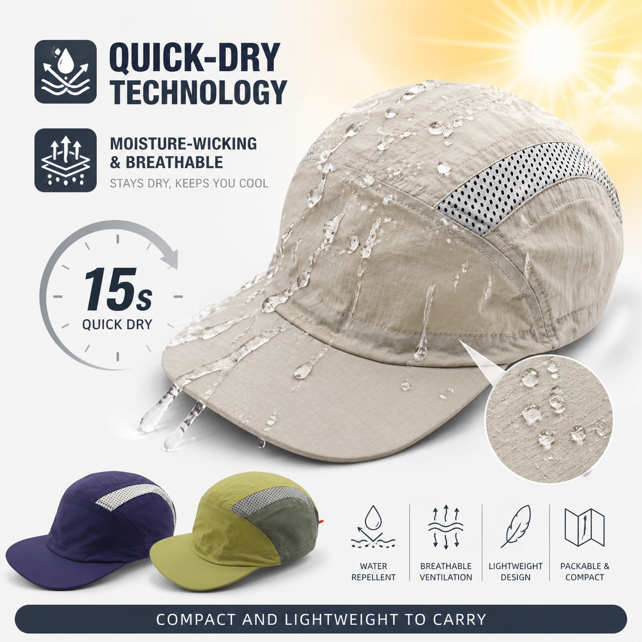 Quick Dry Running Cap Men Wome - Packable Hat Nylon 评论和价格