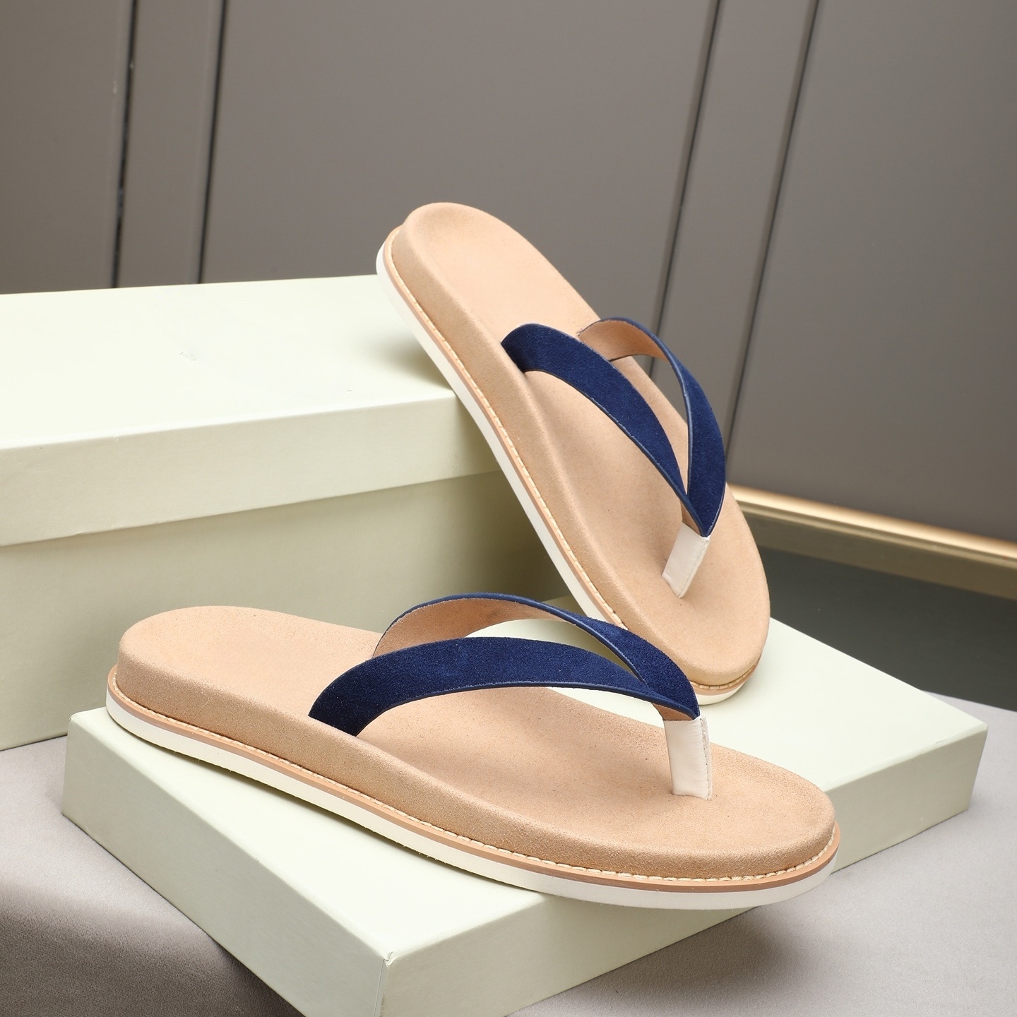 Luxury Brand Genuine Leather S - Flip Flop Leather Men 评论和价格