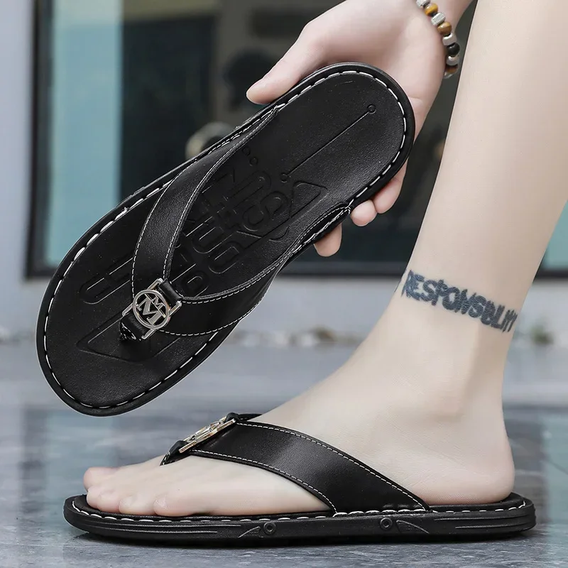 Men's Flip-flops Solid Color w - Flip Flop Leather Men 评论和价格