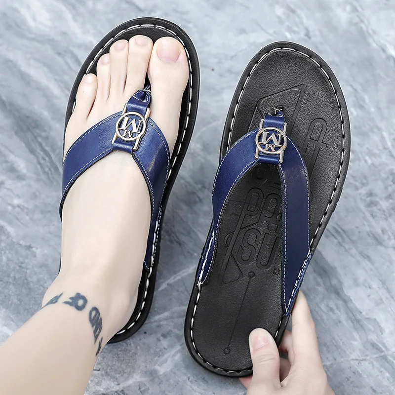 Men's Flip-flops Solid Color w - Flip Flop Leather Men 评论和价格