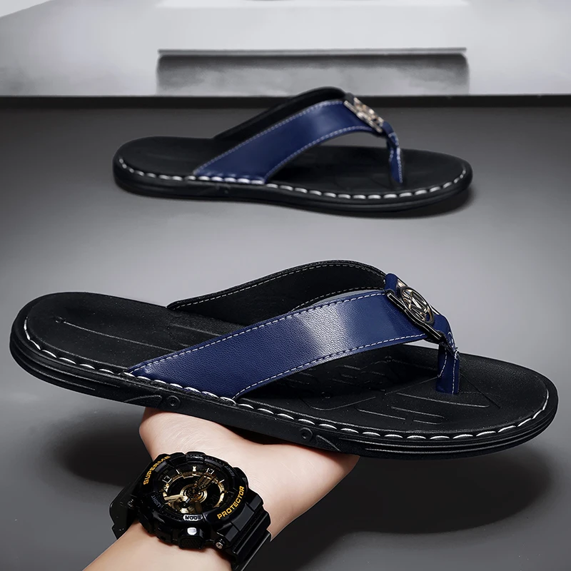 Men's Flip-flops Solid Color w - Flip Flop Leather Men 评论和价格