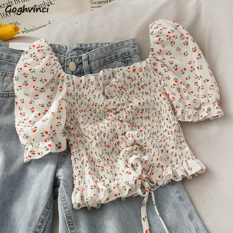 Blouses Shirts Women Floral Dr - Short Linen Drawstring 评论和价格
