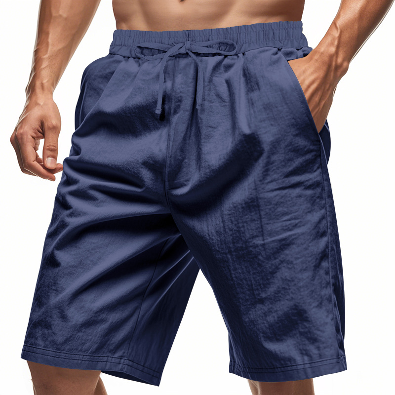 2026 New Men Cotton Linen Beac - Short Linen Drawstring 评论和价格