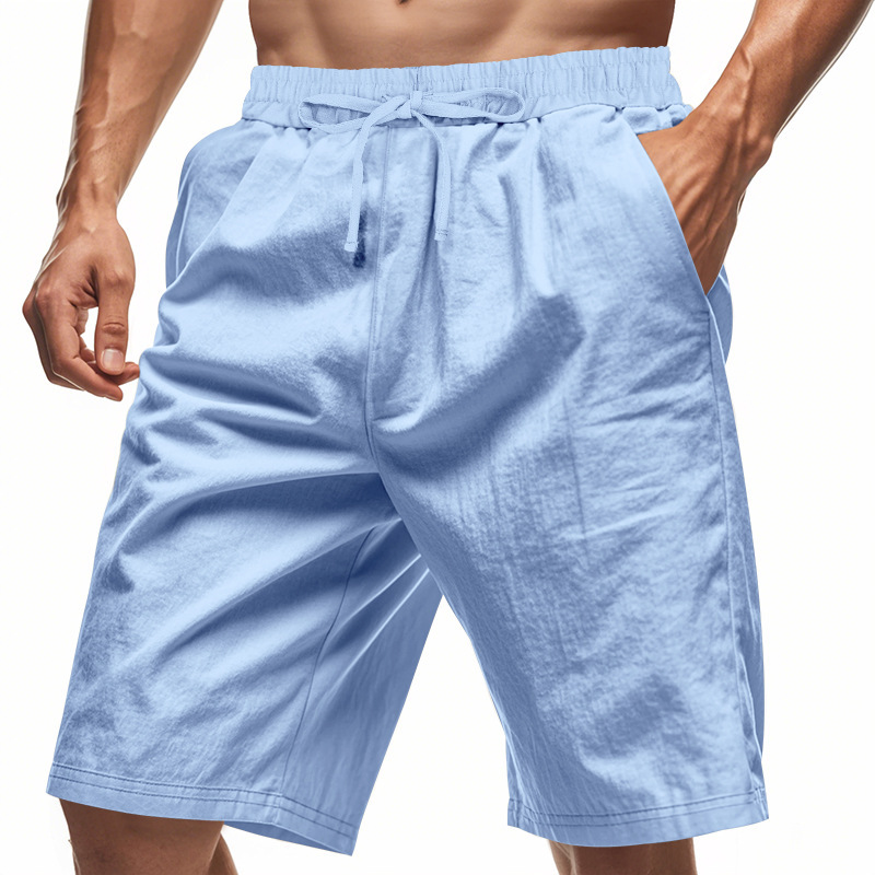 2026 New Men Cotton Linen Beac - Short Linen Drawstring 评论和价格