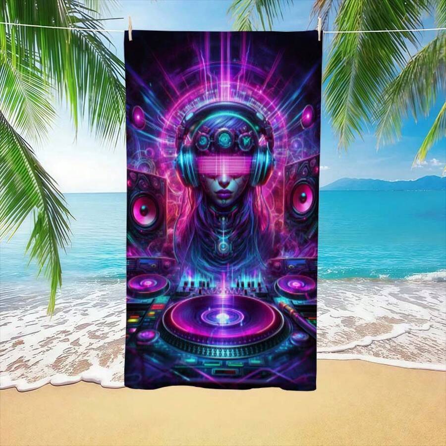 Extra Large Cyberpunk DJ Patte - Beach Towel Large 评论和价格