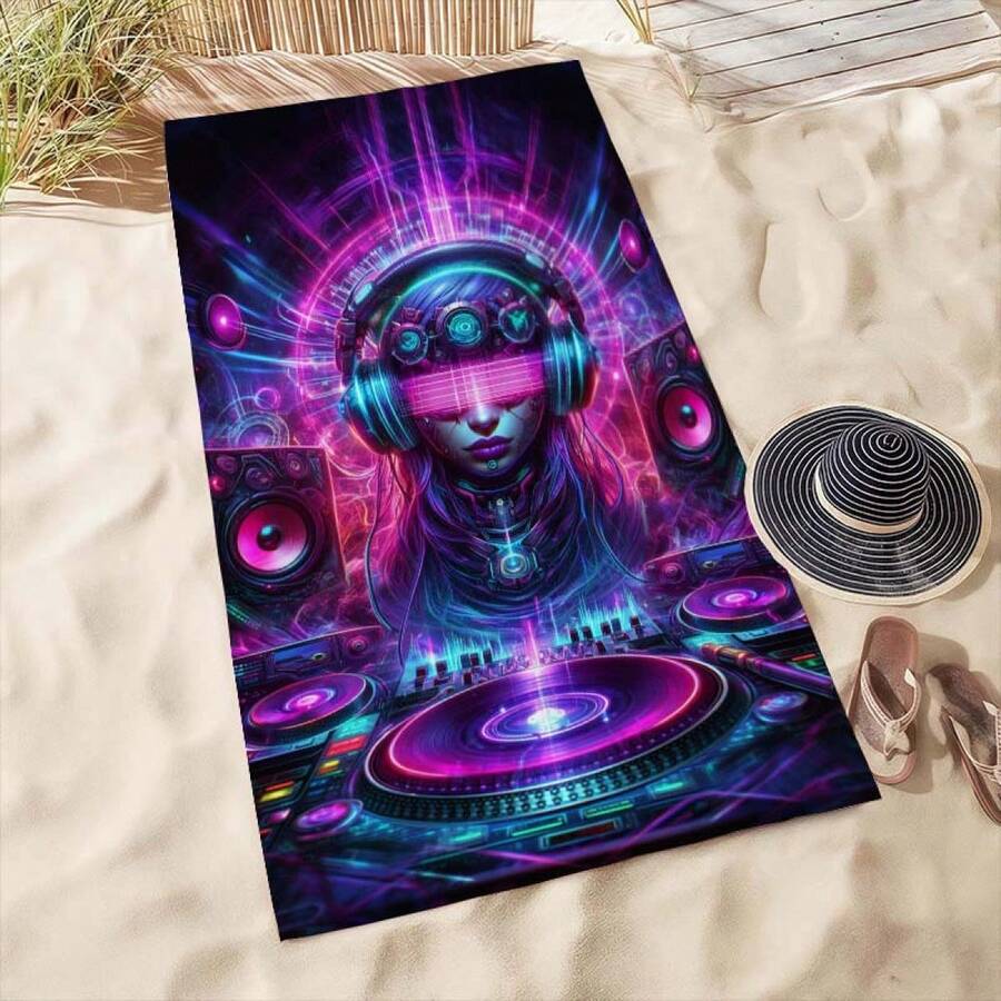 Extra Large Cyberpunk DJ Patte - Beach Towel Large 评论和价格