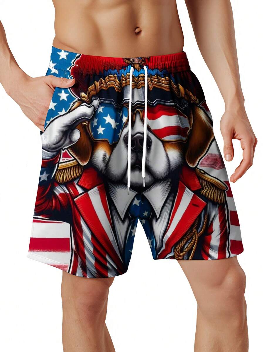 Patriotic Dog American Flag Sw - Swim Trunk Quick Dry 评论和价格