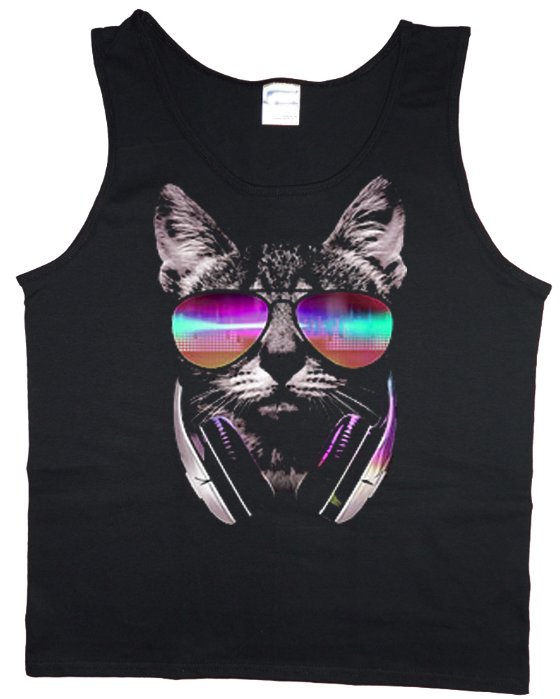 Funny DJ cat design sleeveless - Tank Top Muscle 评论和价格