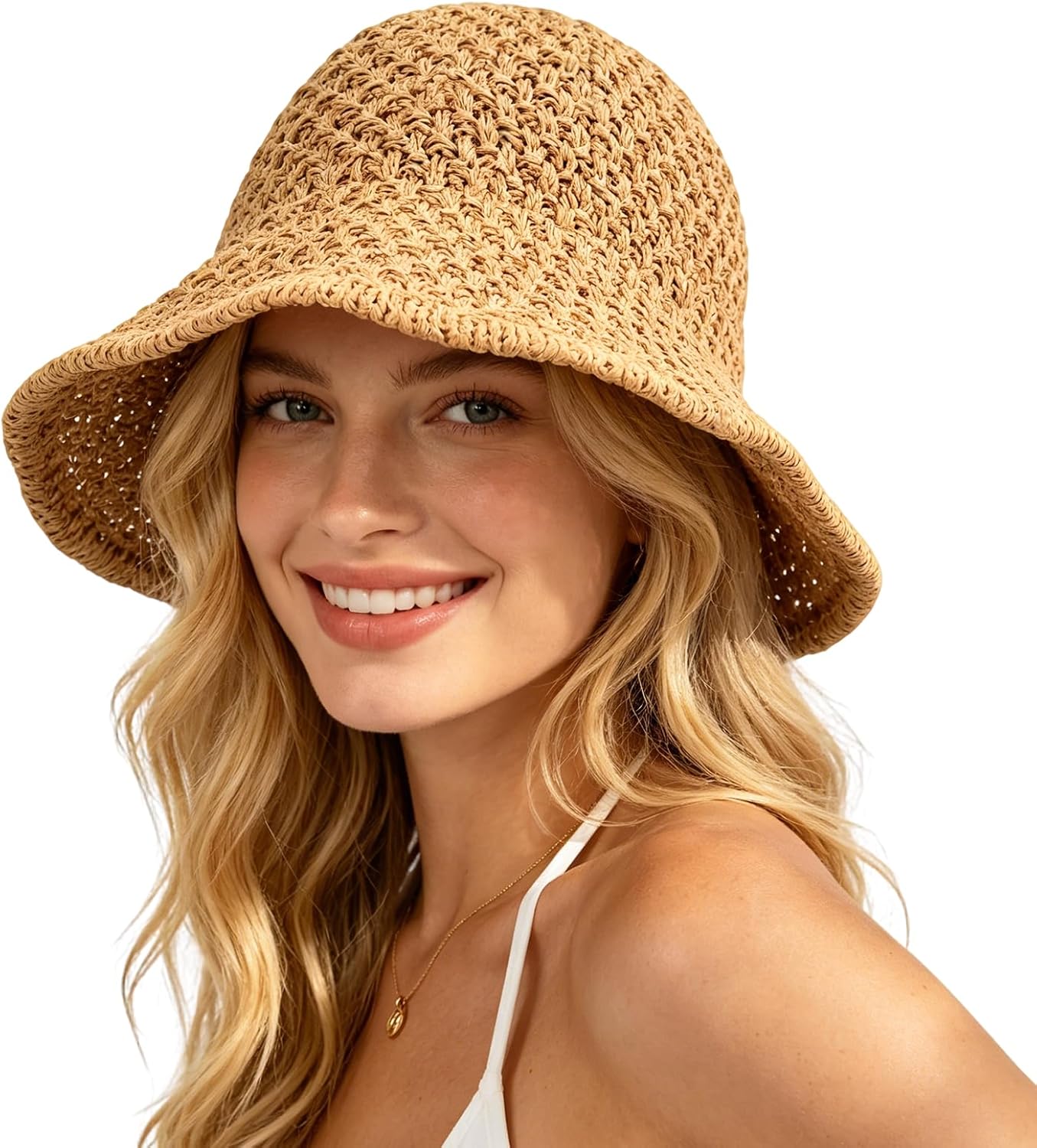Sun Hat for Women Summer Straw - Bucket Hat Straw 评论和价格