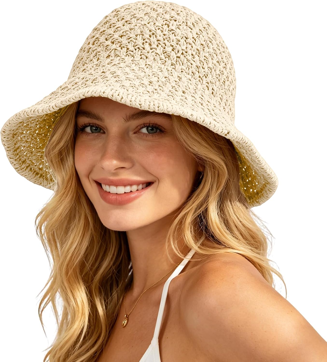 Sun Hat for Women Summer Straw - Bucket Hat Straw 评论和价格