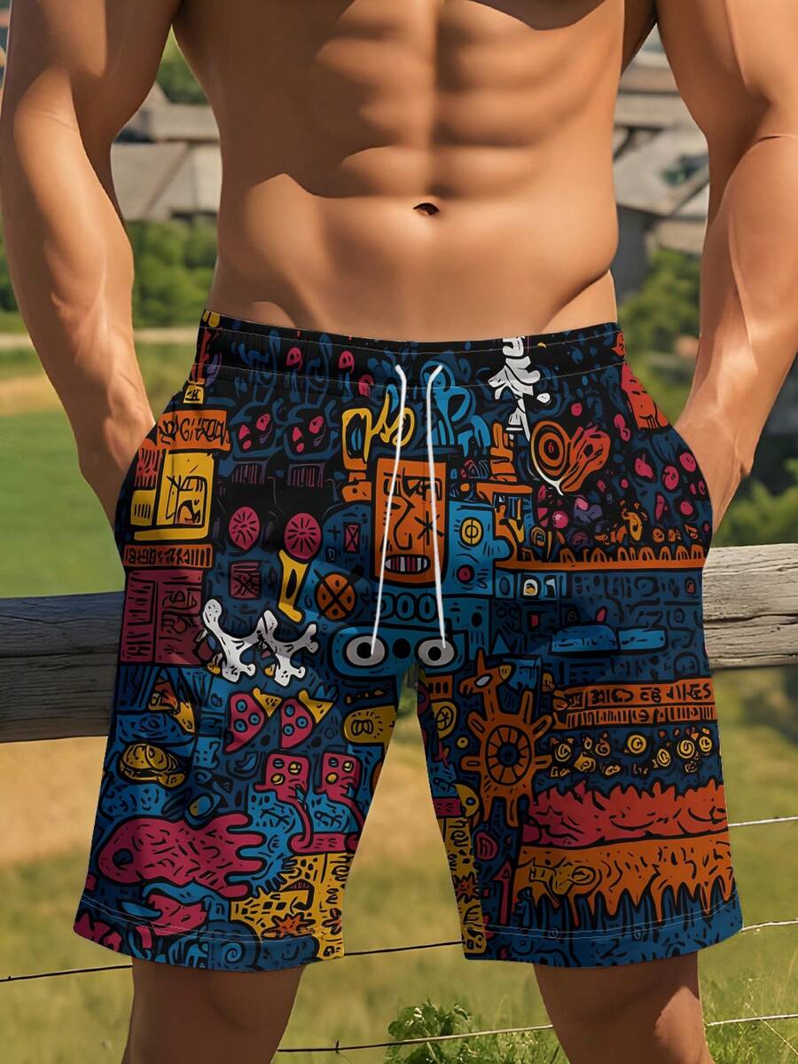 Mens Beach Shorts 3D Digital P - Swim Trunk Quick Dry 评论和价格