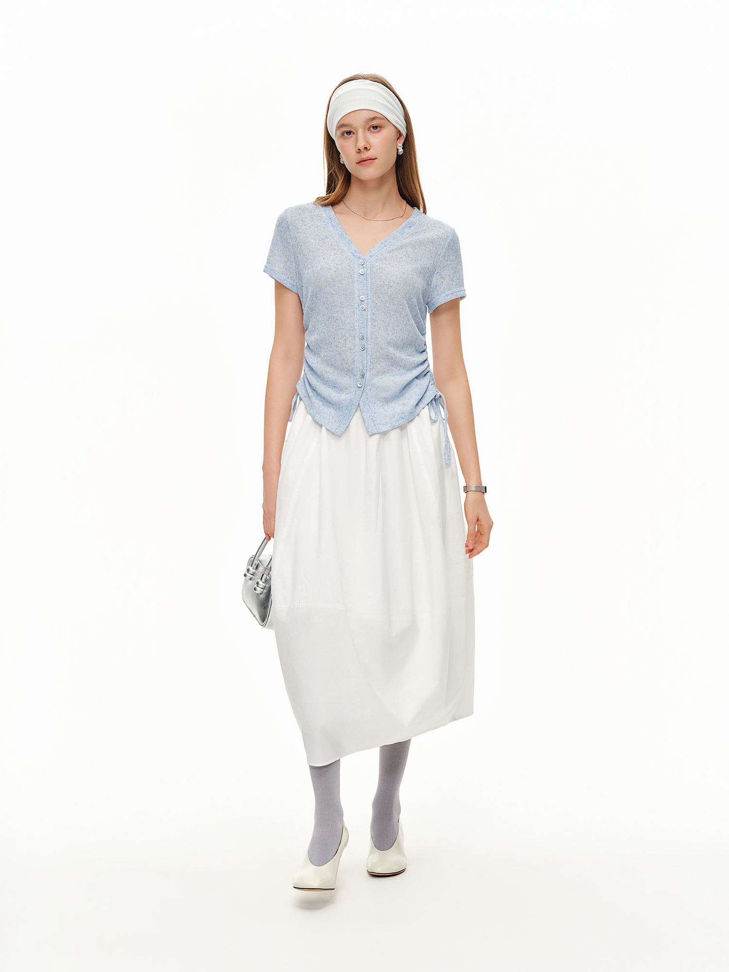 DUSHU Lightweight V-neck Linen - Short Linen Drawstring 评论和价格