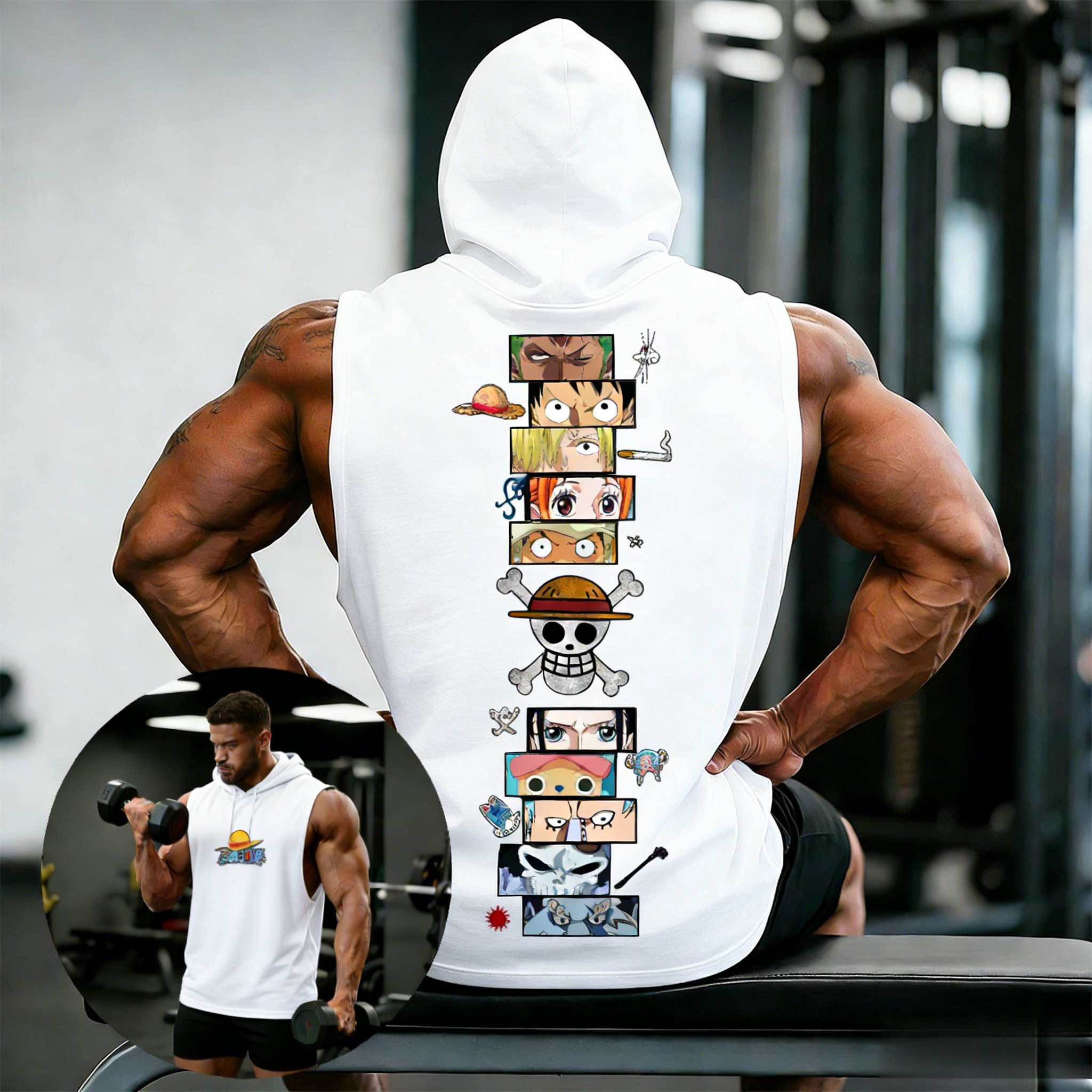 One Piece Anime Hoodie Sleevel - Tank Top Muscle 评论和价格