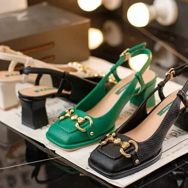 2026 New Retro Square Head Hig - Casual Sandal Leather 评论和价格
