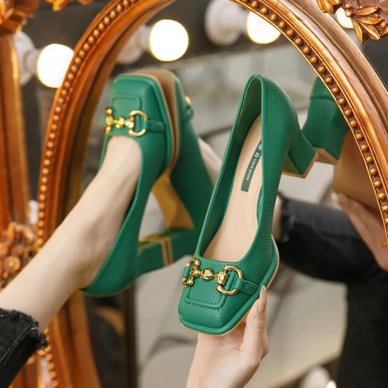 2026 New Retro Square Head Hig - Casual Sandal Leather 评论和价格