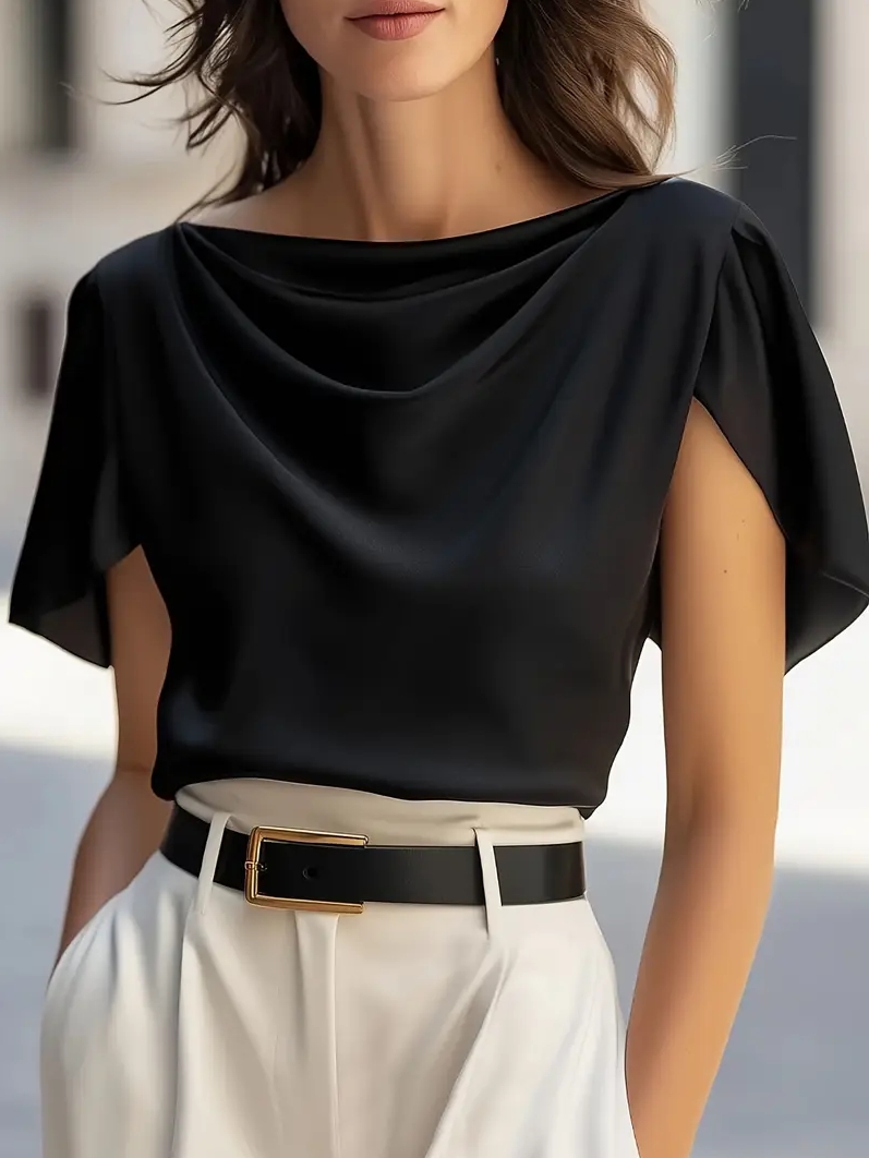 Elegant Draped Collar Butterfl - Shirt Camp Collar 评论和价格