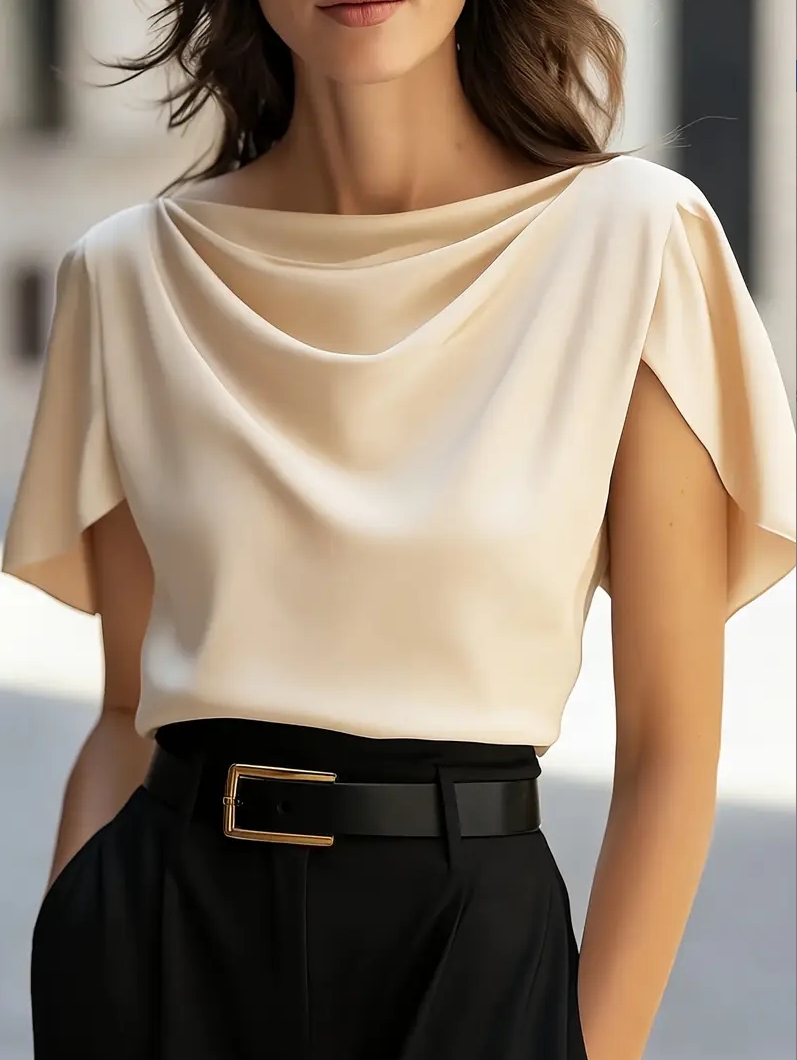 Elegant Draped Collar Butterfl - Shirt Camp Collar 评论和价格