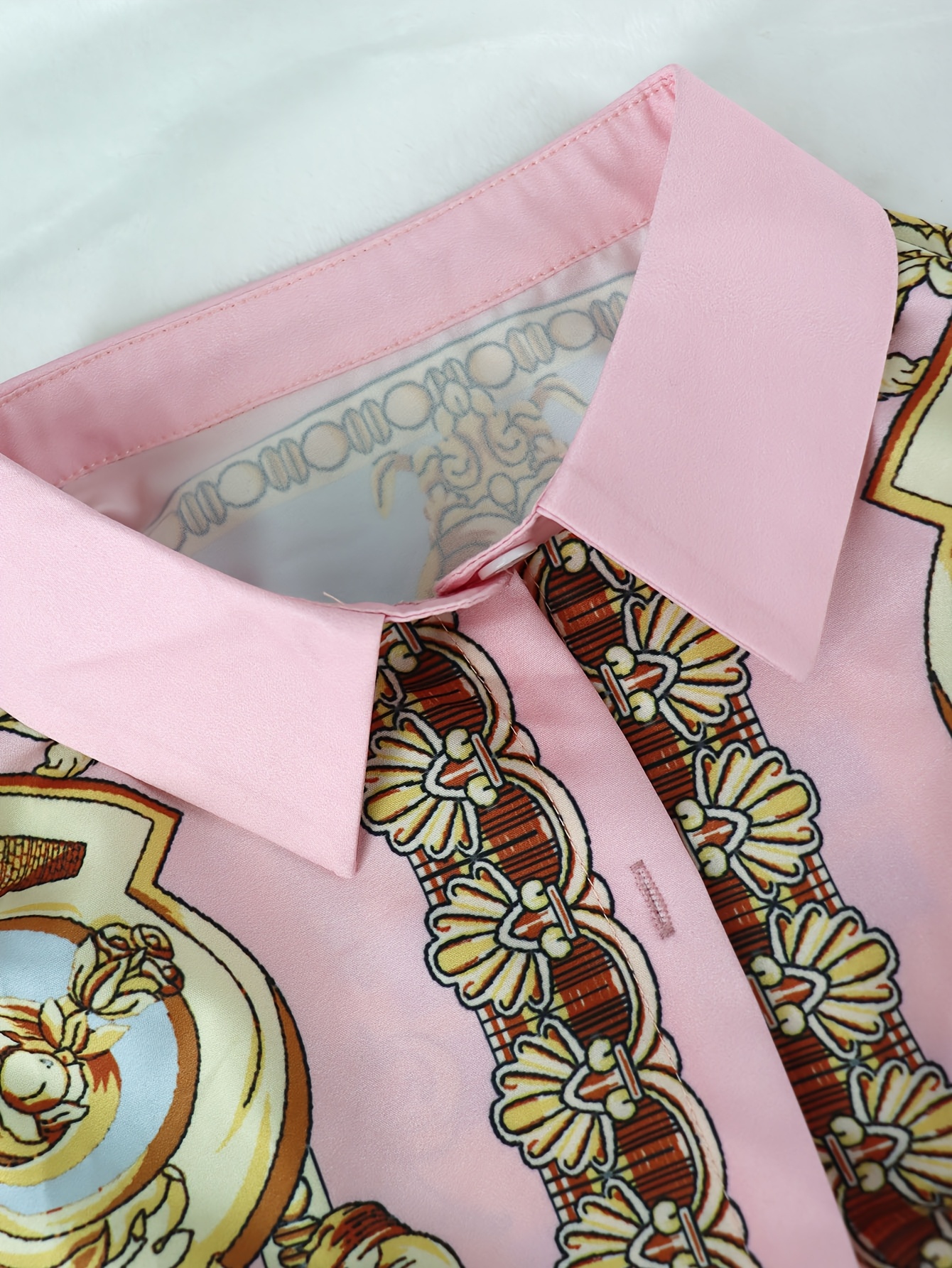 Women 2 Piece Set Ornate Print - Shirt Camp Collar 评论和价格