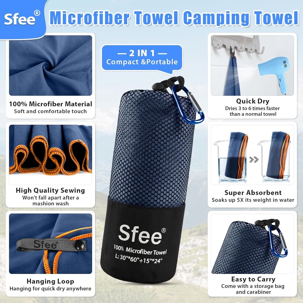 Compact Large Absorbent Travel - Beach Towel Large 评论和价格
