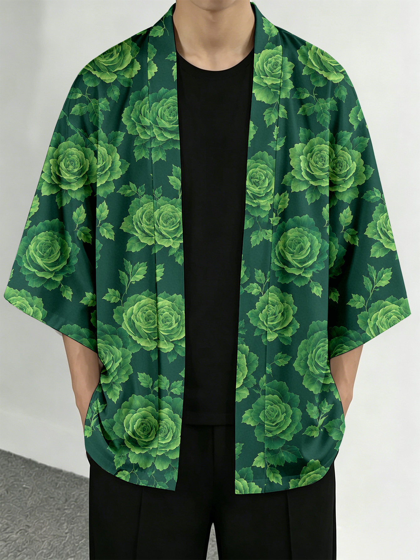 Men's casual top Green Rose Le - Resort Shirt Floral 评论和价格
