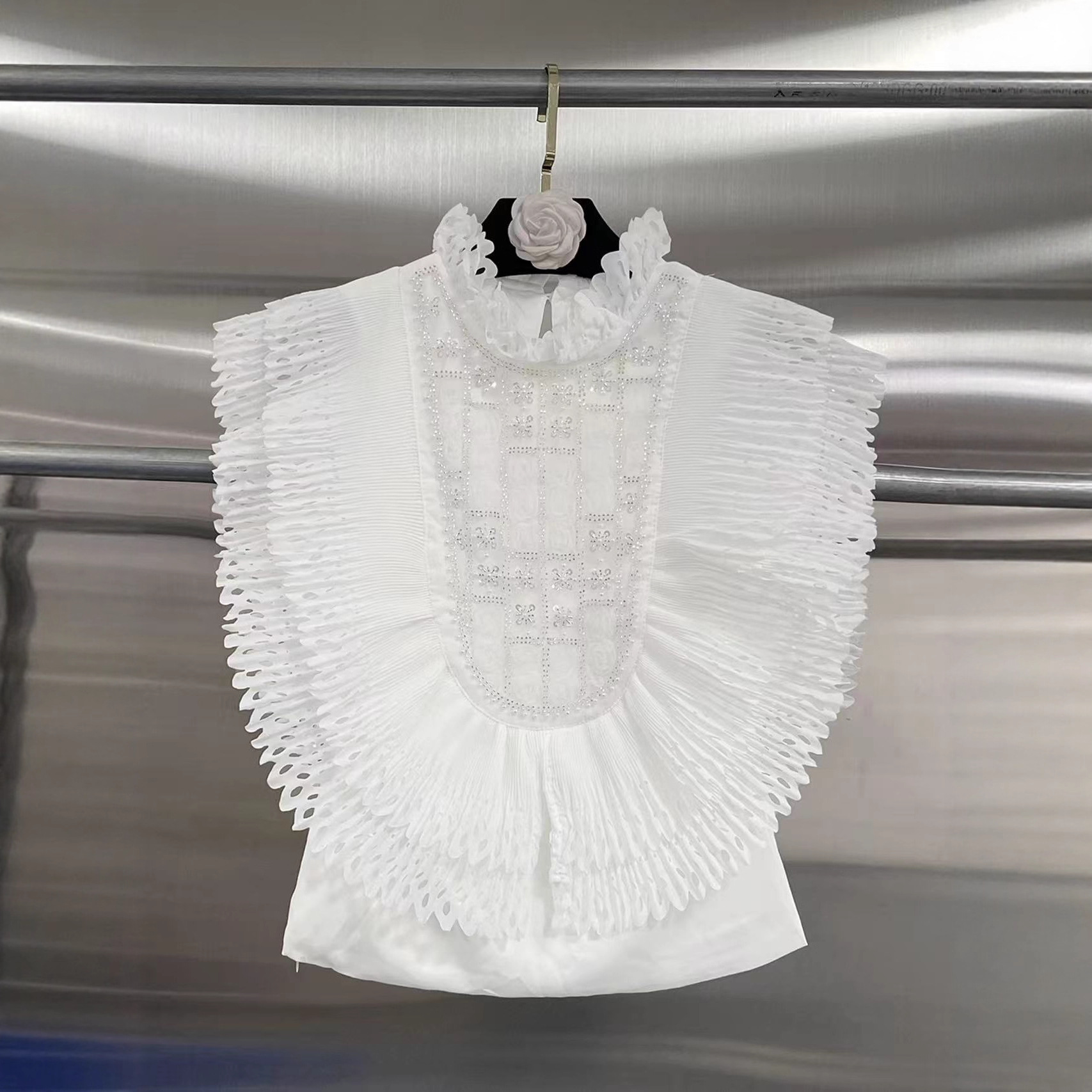Top Blouse Women Sleeveless Ru - Shirt Camp Collar 评论和价格