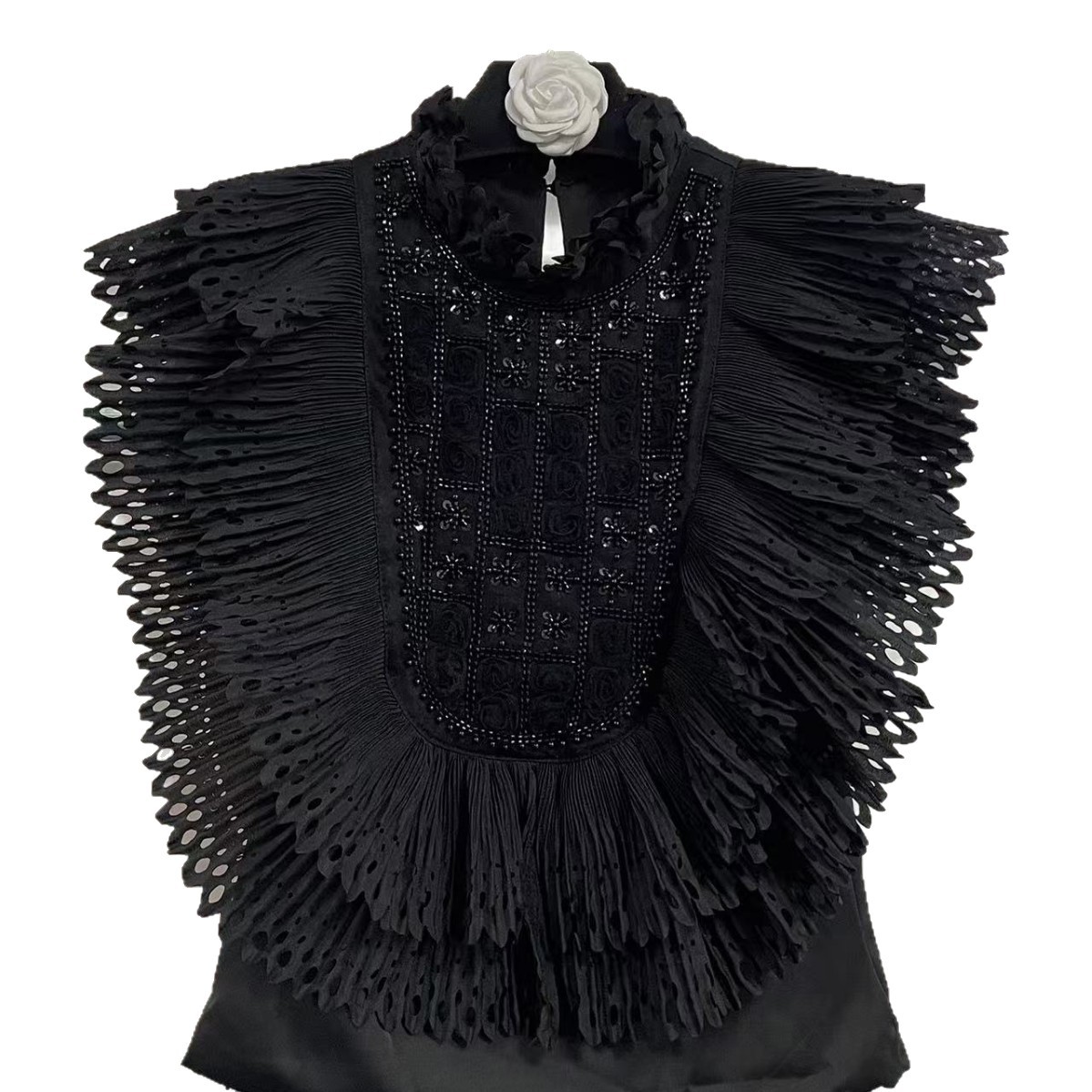 Top Blouse Women Sleeveless Ru - Shirt Camp Collar 评论和价格