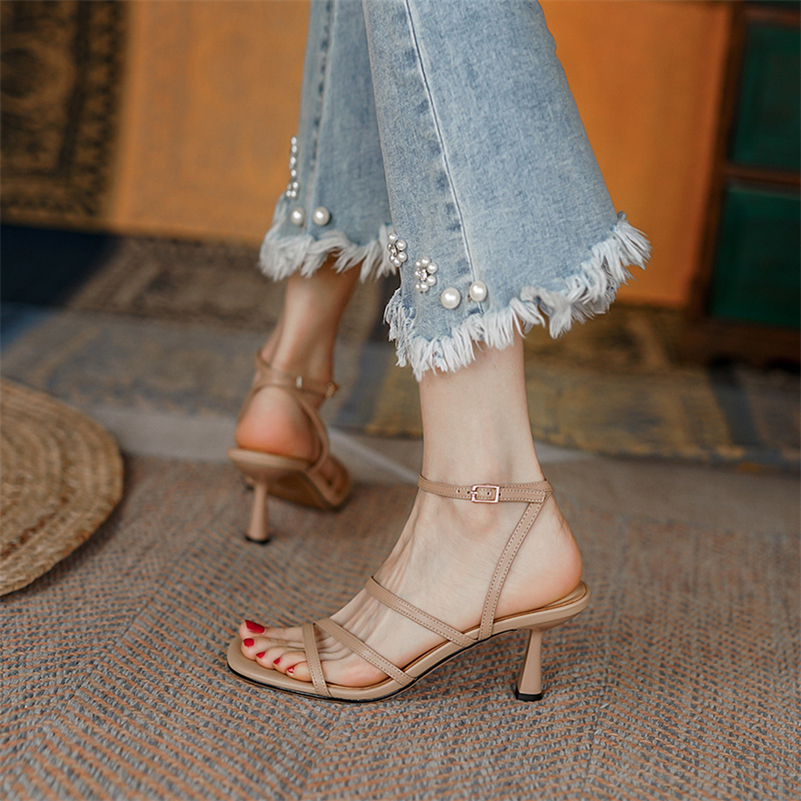 Meotina Sandals Women Shoes Sq - Casual Sandal Leather 评论和价格