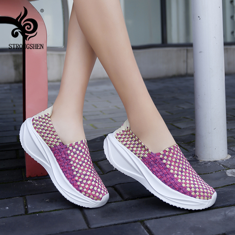 Women Woven Shoes Loafers Plat - Espadrille Slip On 评论和价格